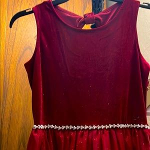 Red  Velvet Top Girl Dress with Shimmering bottom